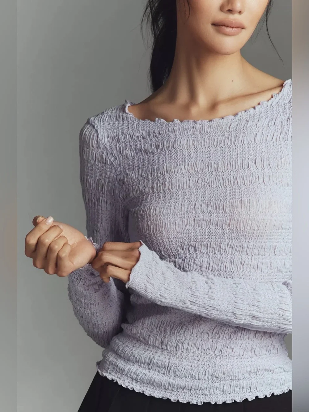 NWT Anthropologie Maeve Textured Long-Sleeve Top, Lavender Purple, Size M